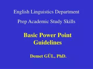 English Linguistics Department Prep Academic Study Skills