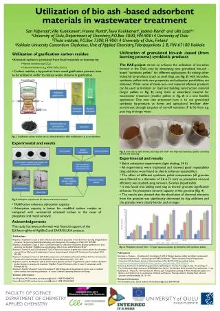 Utilization of bio ash -based adsorbent materials in wastewater treatment