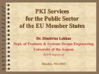 PKI Services for the Public Sector of the EU Member States