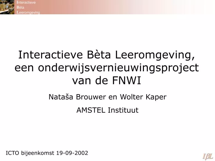 interactieve b ta leeromgeving een onderwijsvernieuwingsproject van de fnwi