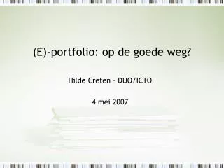 e portfolio op de goede weg