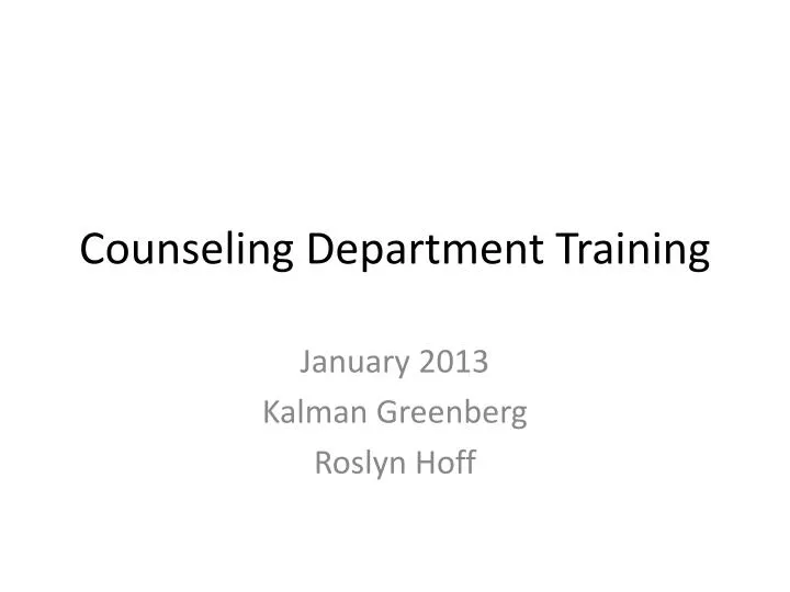 counseling department training