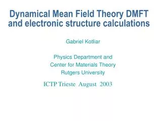 Dynamical Mean Field Theory DMFT and electronic structure calculations