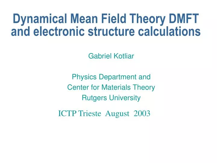 dynamical mean field theory dmft and electronic structure calculations