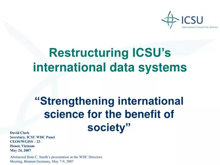 restructuring icsu s international data systems