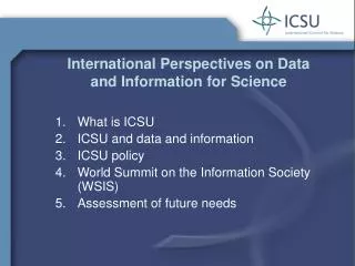 International Perspectives on Data and Information for Science