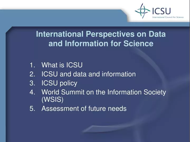 international perspectives on data and information for science