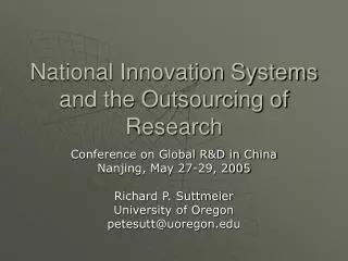 National Innovation Systems and the Outsourcing of Research
