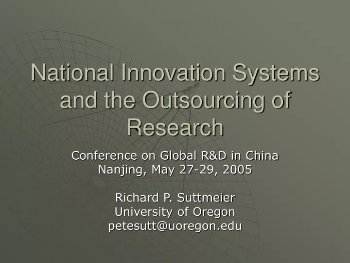national innovation systems and the outsourcing of research