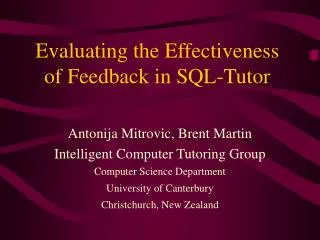 Evaluating the Effectiveness of Feedback in SQL-Tutor