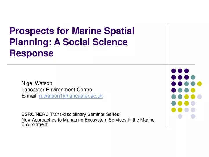 prospects for marine spatial planning a social science response