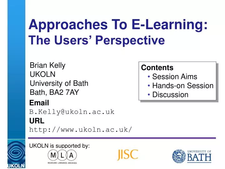 approaches to e learning the users perspective