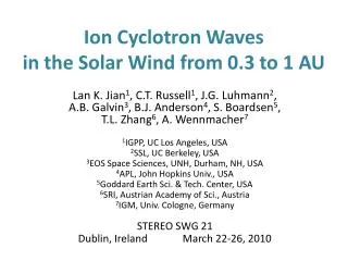 Ion Cyclotron Waves in the Solar Wind from 0.3 to 1 AU