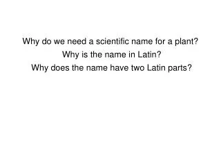 Why do we need a scientific name for a plant? Why is the name in Latin?