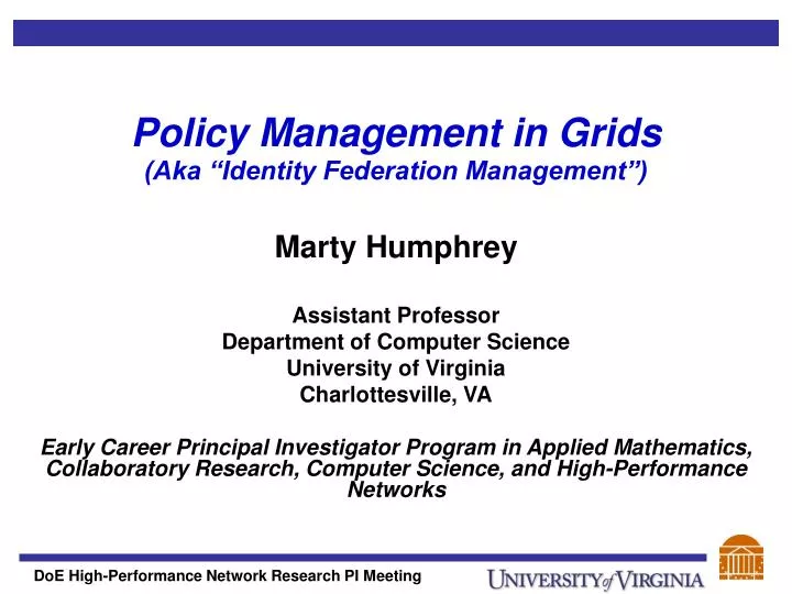 policy management in grids aka identity federation management