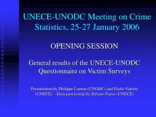 UNECE-UNODC Meeting on Crime Statistics, 25-27 January 2006