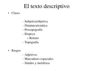 el texto descriptivo