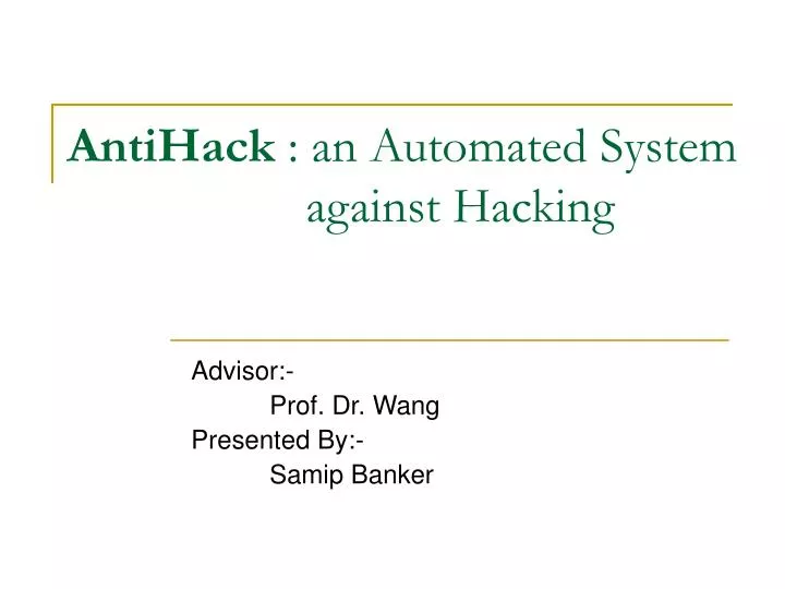 antihack an automated system against hacking