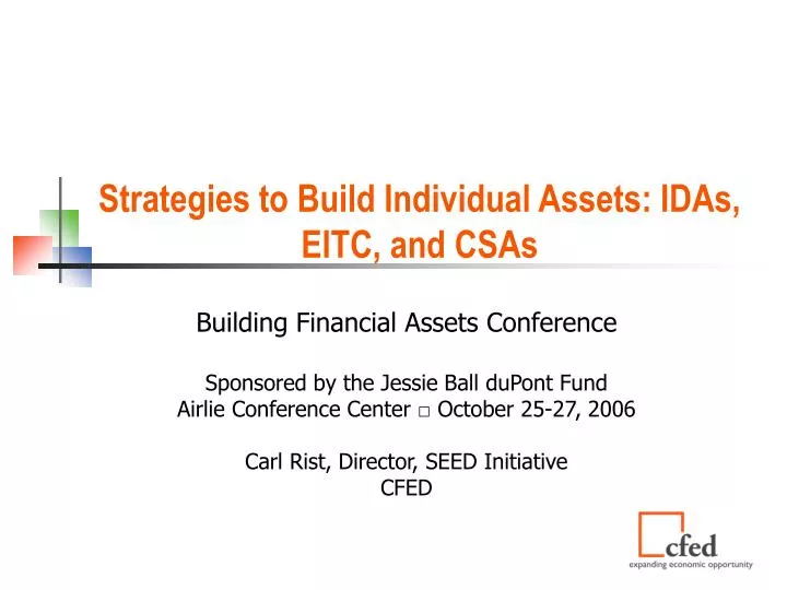 strategies to build individual assets idas eitc and csas