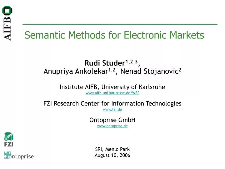 semantic methods for electronic markets