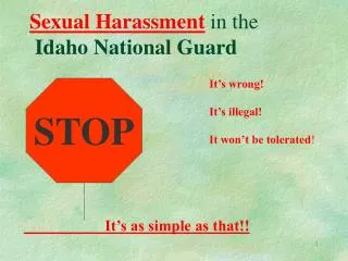 Sexual Harassment in the Idaho National Guard