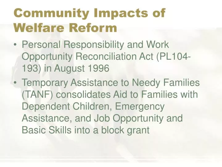 community impacts of welfare reform