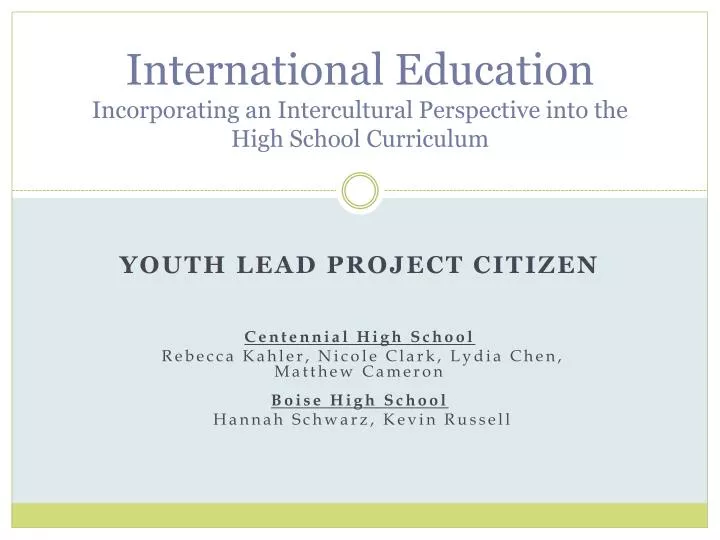 international education incorporating an intercultural perspective into the high school curriculum