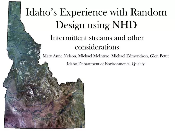 idaho s experience with random design using nhd