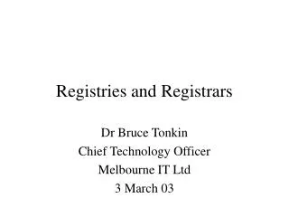 Registries and Registrars