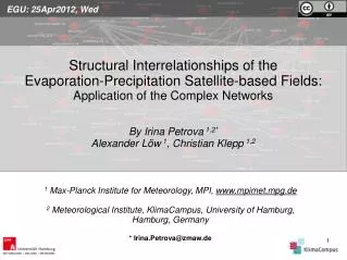 1 Max-Planck Institute for Meteorology, MPI, mpimet.mpg.de