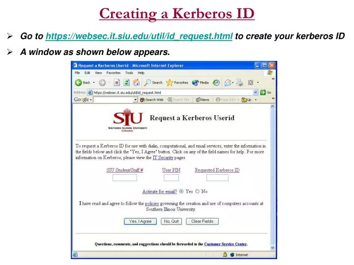 creating a kerberos id