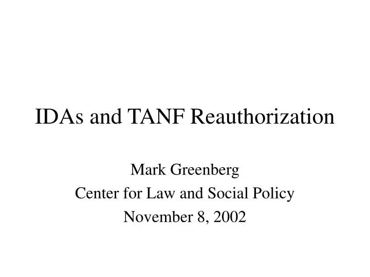 idas and tanf reauthorization
