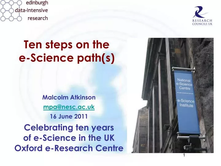 ten steps on the e science path s