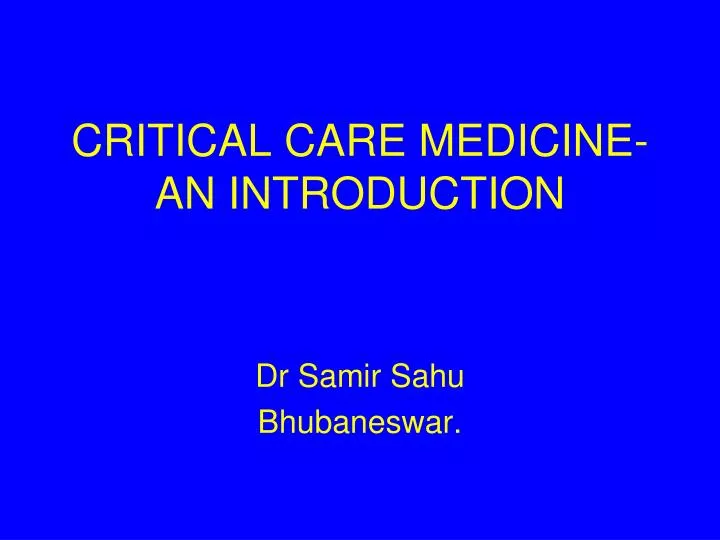 critical care medicine an introduction