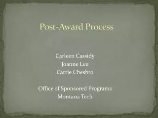 Post-Award Process