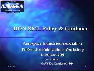 DON XML Policy &amp; Guidance