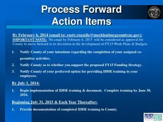 Process Forward Action Items