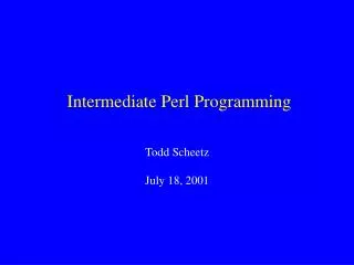 Intermediate Perl Programming