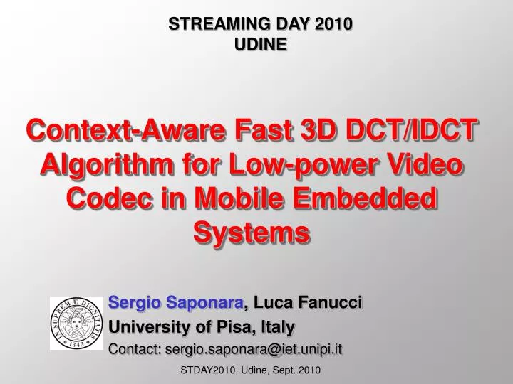 context aware fast 3d dct idct algorithm for low power video codec in mobile embedded systems