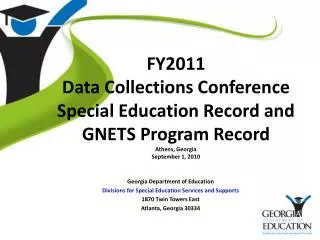Georgia Department of Education Divisions for Special Education Services and Supports