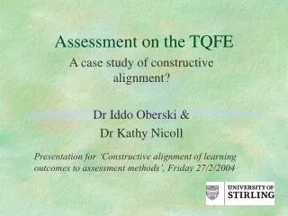 Assessment on the TQFE