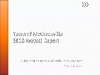Town of McCordsville 2013 Annual Report