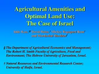 Agricultural Amenities and Optimal Land Use: The Case of Israel