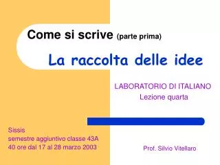 come si scrive parte prima