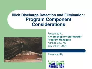 Illicit Discharge Detection and Elimination: Program Component Considerations