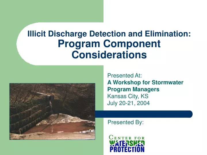 illicit discharge detection and elimination program component considerations
