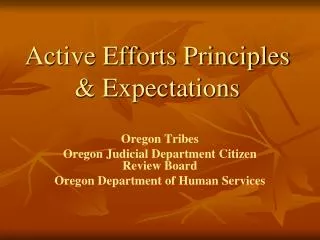 Active Efforts Principles &amp; Expectations