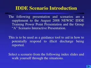 IDDE Scenario Introduction