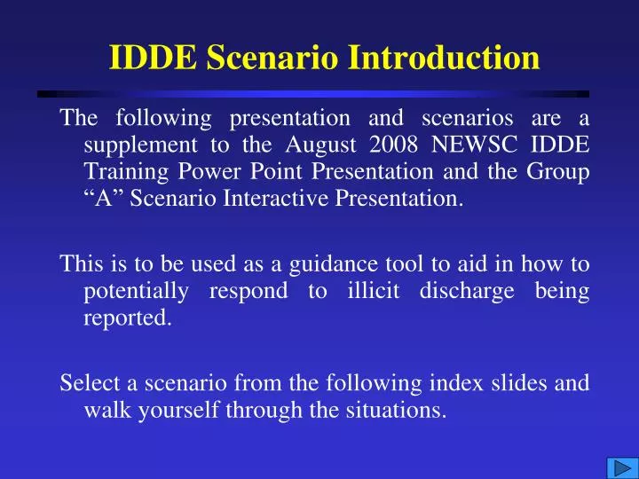 idde scenario introduction