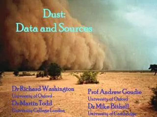 Dust: Data and Sources